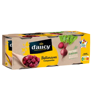 Betteraves rouges en dés Sans conservateur D'AUCY - Boîte de 390g netégoutté