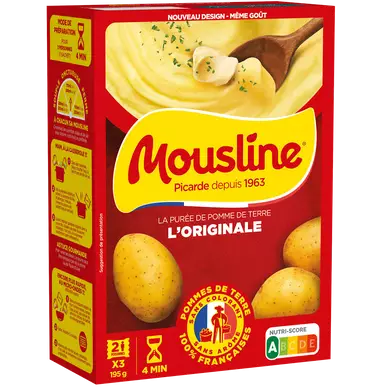 Purée nature MOUSLINE, 3 sachets x2 personnes, 195g