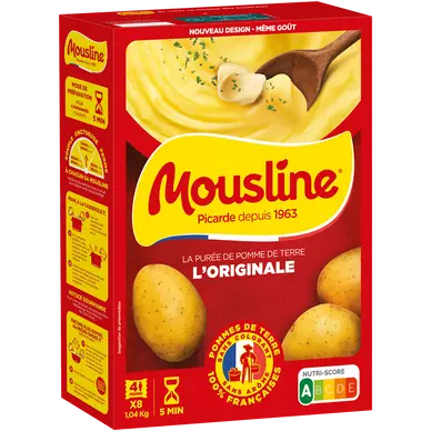 Purée nature MOUSLINE format 4 personnes 8 sachets de 130g 1040g