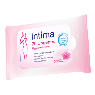 Lingettes Hygiène Intime Hamamélis Fraîcheur Longue Durée - INTIMA - x20