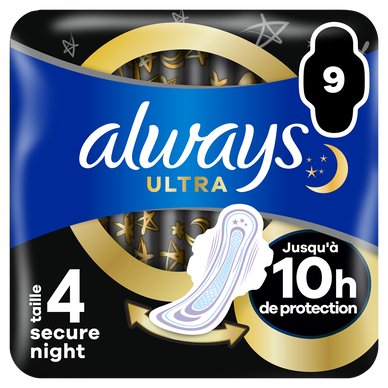 Serviettes ultra ailettes night ALWAYS taille 4 x9