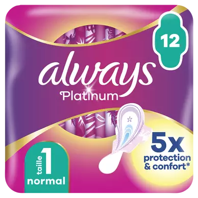 Serviettes hygiéniques normal platinum ALWAYS, x12