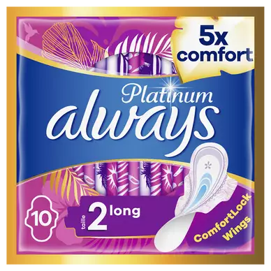 Serviettes hygiéniques long platinum ALWAYS, x10