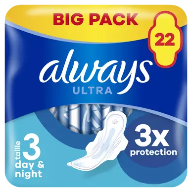 Serviette ultra nuit ALWAYS taille 3 ailettes x22