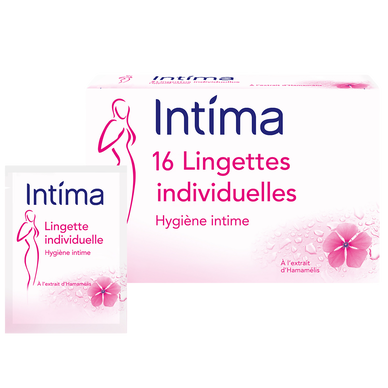 Lingettes Individuelles Lavantes Hygiène Intime Hamamélis - INTIMA - x16