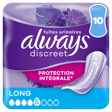 Serviettes pour fuites urinaires ALWAYS DISCREET Long X10
