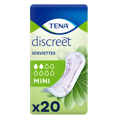 Serviettes pour incontinence discreet mini TENA LADY, x20