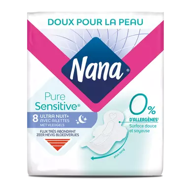 Serviettes hygiéniques ultra PureSensitive Night NANA x8