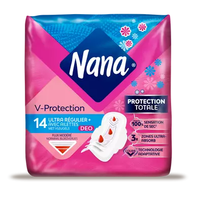 Serviettes hygiéniques ultra régulier plus déo fresh NANA x14