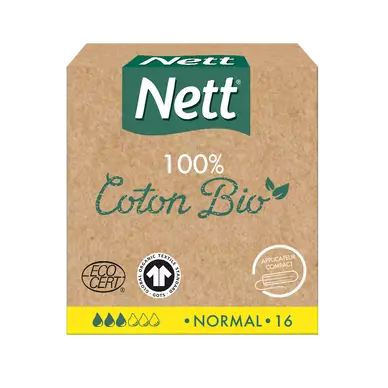 Tampons bio avec applicateur normal NETT, boîte de 16