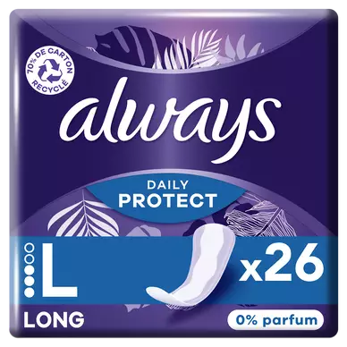 Protège-slip long dailies extra protect 0% parfum ALWAYS x26