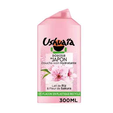 Gel Douche Soin Lait de Riz & Fleur de Sakura USHUAIA 300mL