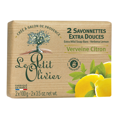 Savon extra doux verveine citron LE PETIT OLIVIER, 2x100g