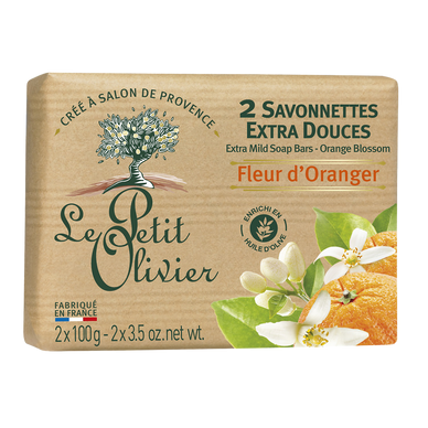 Savon parfum fleur d'oranger LE PETIT OLIVIER, 2x100g