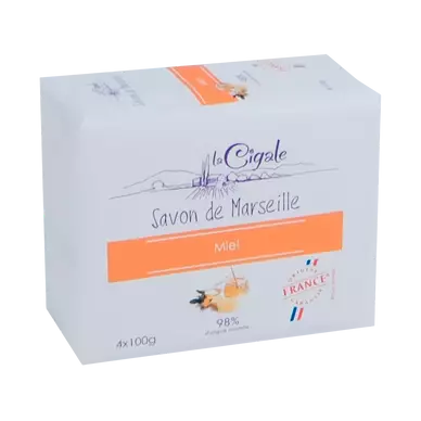 Savons de Marseille au miel LA CIGALE, 4x100g