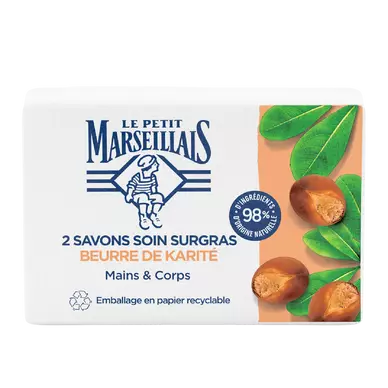 Savon soin surgras beurre karité LE PETIT MARSEILLAIS, 2x100g