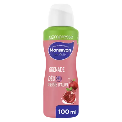 Déodorant pour femme compressé lait grenade et fleurs hibiscus pierred'alun MONSAVON, 100ml