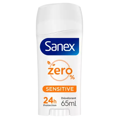 Déodorant 24H de protection 0% sensitive SANEX, stick de 65ml