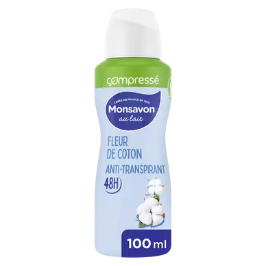 Déodorant Femme anti-transpirant Fleur de coton MONSAVON - Spray 100ml