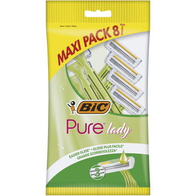 Rasoirs jetables Pure 3 Lady BIC, x8 unités