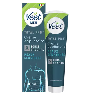 Crème Dépilatoire Total Pro Torse & Corps Peaux Sensibles - VEET MEN -200mL