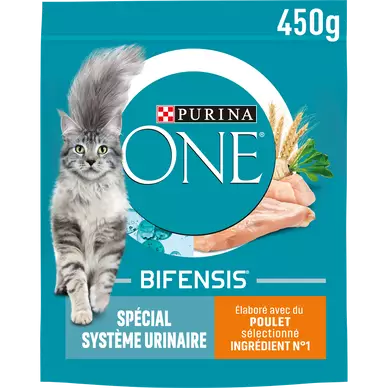 Croquettes pour chat adulte SYSTÈME URINAIRE Poulet, Blé PURINA ONE -450g