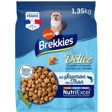 Croquettes Chat Délice Poissons BREKKIES - 1,35kg