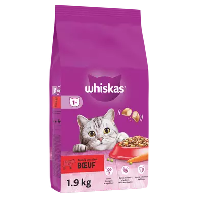 Croquettes chat au boeuf WHISKAS - 1,9kg
