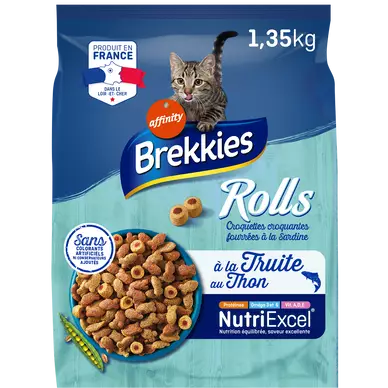 Croquettes Chat Délice Poissons BREKKIES, 1,35kg