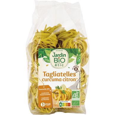 Tagliatelles blé curcuma et citron bio JARDIN BIO 250g