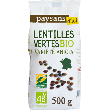 Lentilles vertes de Gascogne bio PAYSANS D'ICI, 500g