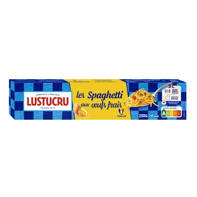 Spaghetti longs aux oeufs LUSTUCRU, paquet de 250g
