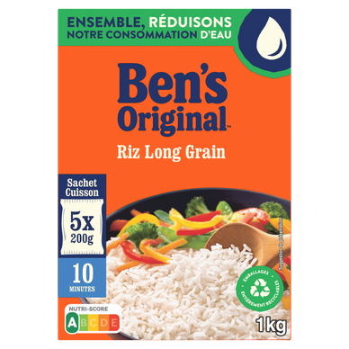 Riz Long grain cuisson rapide 10min BEN'S ORIGINAL - Sachets 5x200g (1kg)