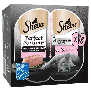 Barquettes chat Perfect Portions au saumon en terrine SHEBA - 6x37,5g