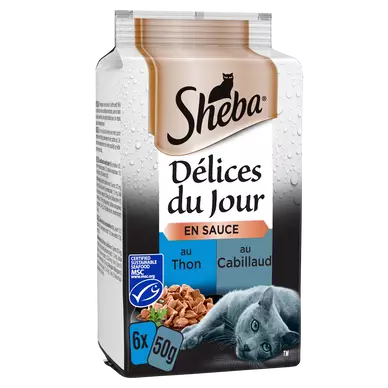 Sachets fraîcheur chat Délices du Jour poissons en sauce SHEBA - 6x50g