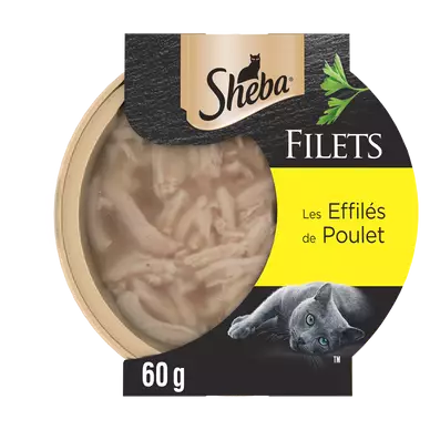 Barquette chat Filets les Effilés de poulet SHEBA - 60g