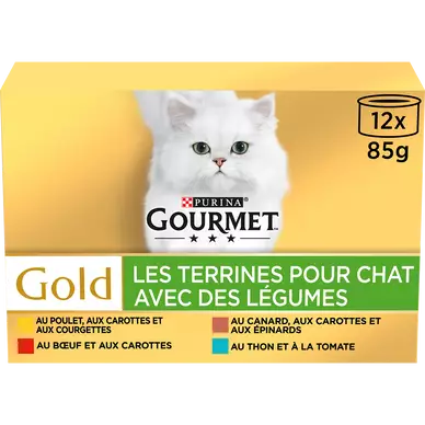 Sachets fraîcheur pour chat GOLD Les Terrines Légumes GOURMET - 12x85g