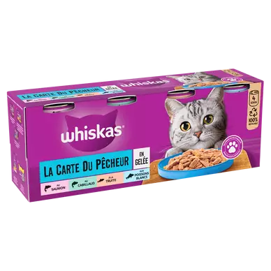 Boîtes chat La Carte du Pêcheur en gelée WHISKAS - 4x390g