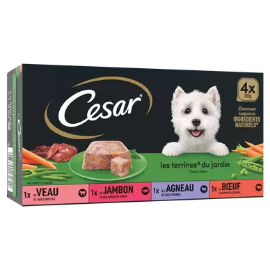 Barquettes chien Les terrines du jardin CESAR - 4x300g