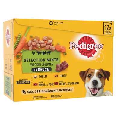 Sachets fraîcheur chien sélection mixte en sauce PEDIGREE - 12x100g