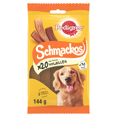Friandises chien récompenses Schmackos à la volaille PEDIGREE x20 - 144g