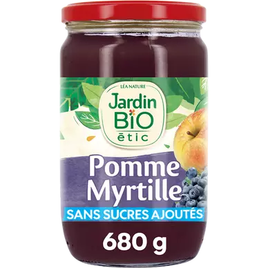 Dessert fruitier bio pomme/myrtilles bio JARDIN BIO 680g