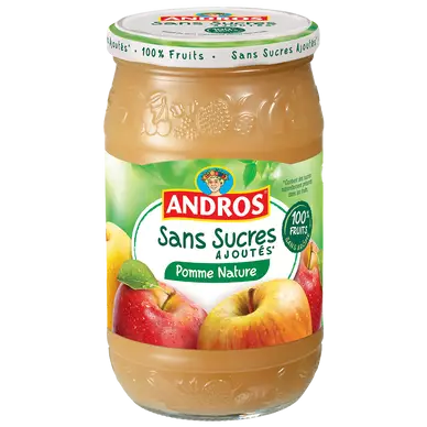 Dessert fruitier pomme nature sans sucres ajoutés, ANDROS, bocal, 730g