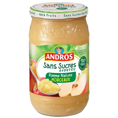 Dessert fruitier de pomme avec morceaux sans sucres ajoutés ANDROS, 695g