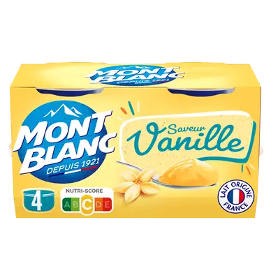 Crème dessert Coupelles Vanille MONT BLANC, 4x125g