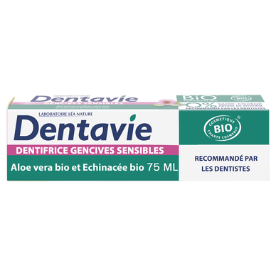 Dentifrice gencives sensibles bio DENTAVIE, tube de 75ml