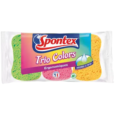 Éponges ergonomiques Trio Colors SPONTEX, x3
