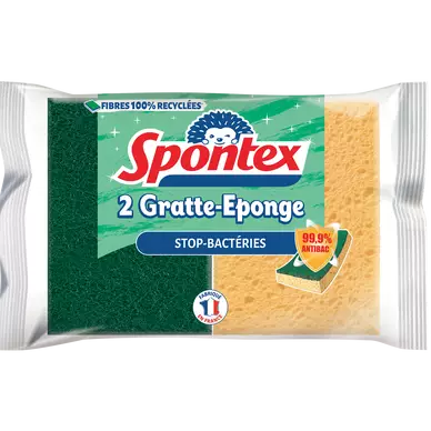 Gratte éponge efficacité anti-bactérienne SPONTEX, x2