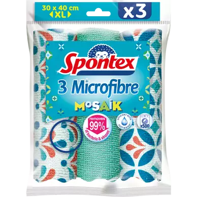 Lavette en microfibre mosaik SPONTEX, x3