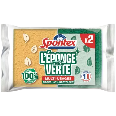 Gratte éponge en fibres recyclés vertes SPONTEX X2